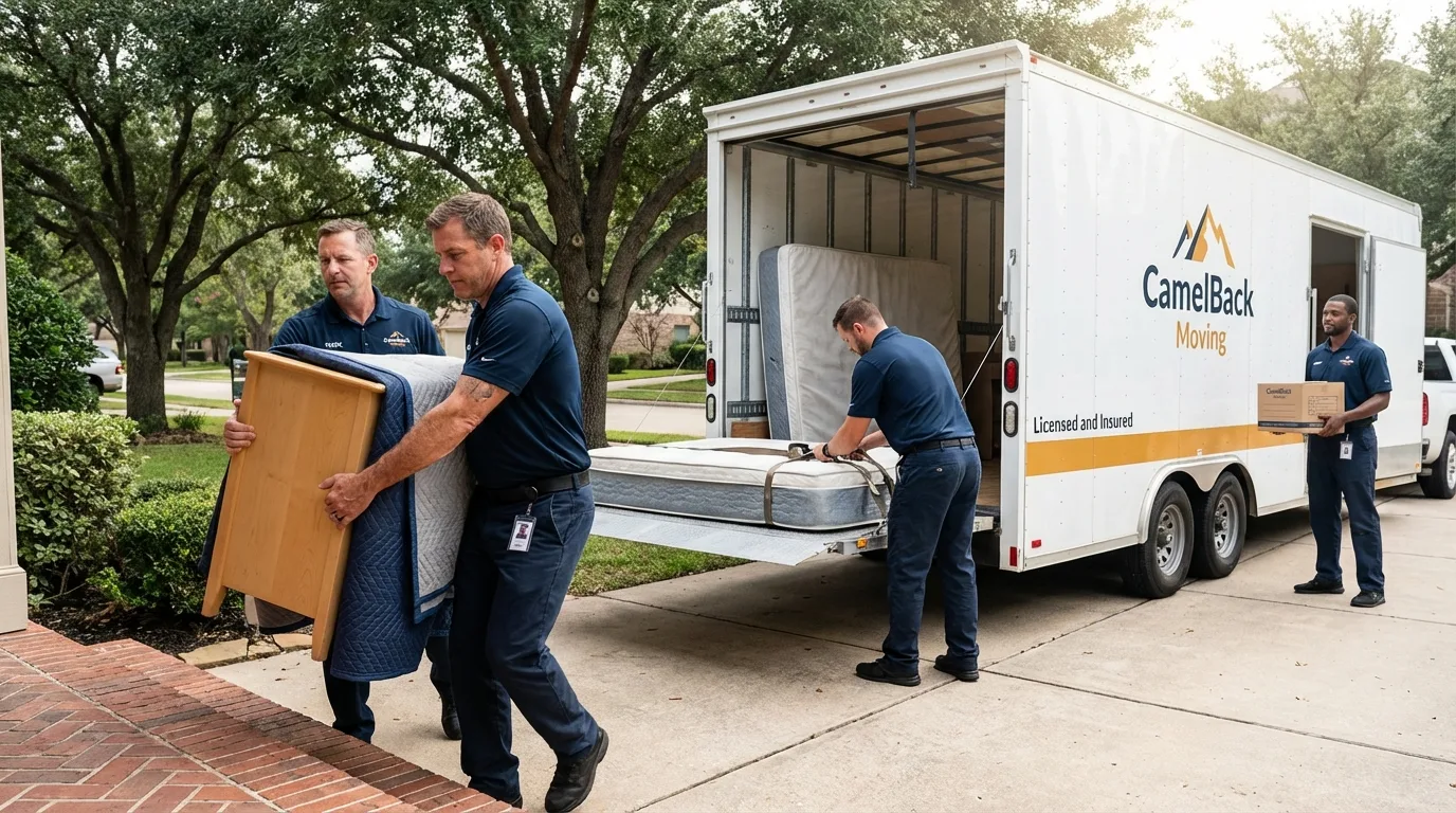 Crew loading residential truck for cross-state move from Virginia City, MT