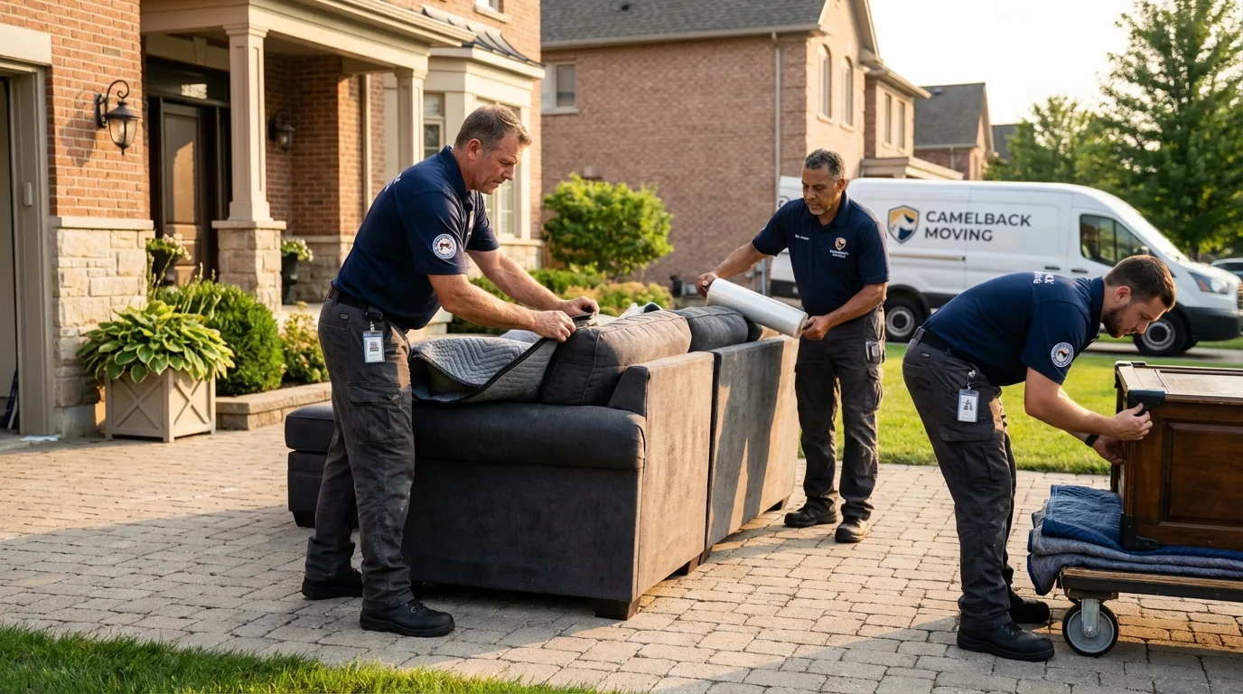 Large estate moving crew wrapping furniture in Virginia City, MT