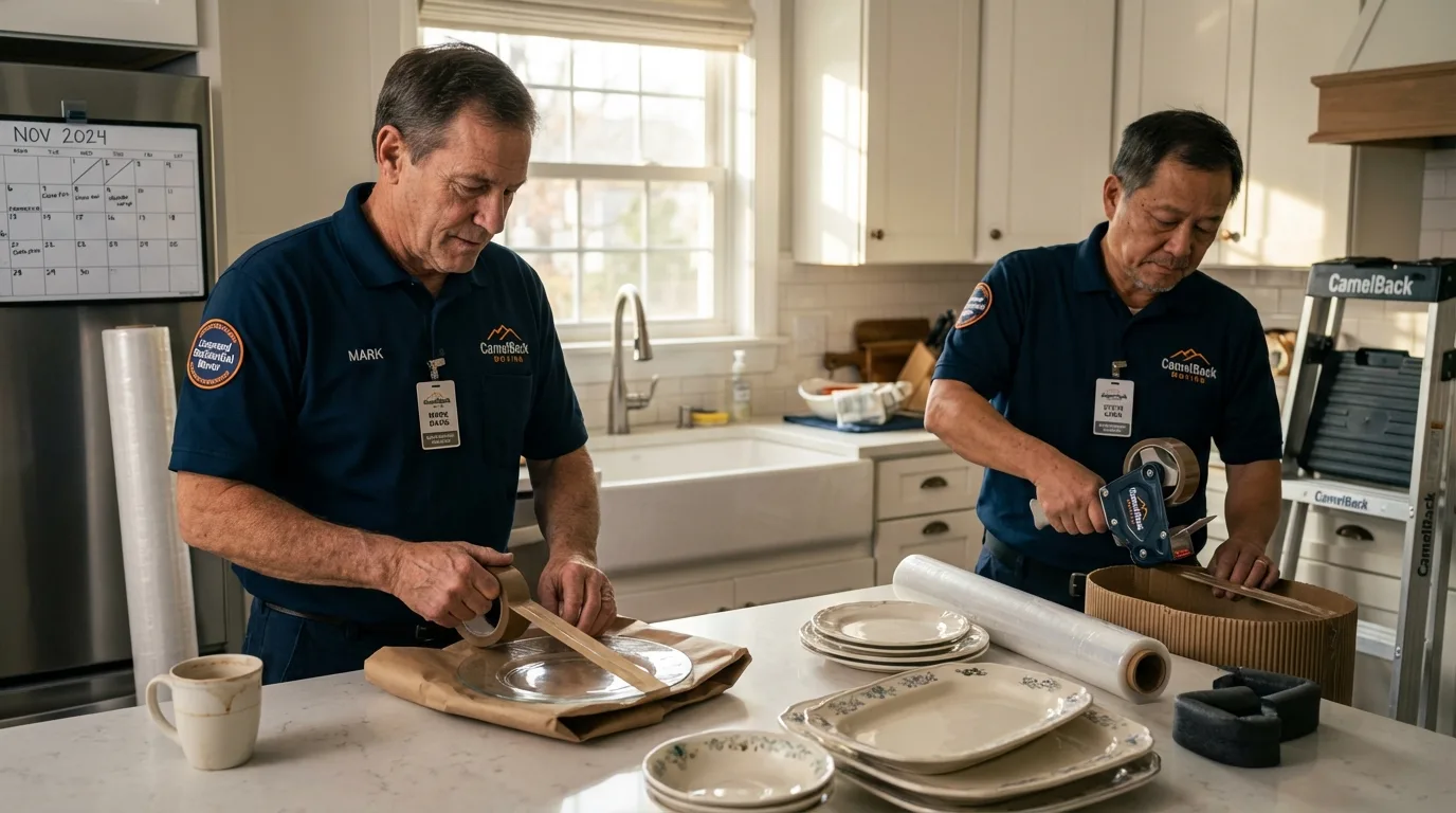 Professional crew packing kitchen dishware in Virginia City, MT